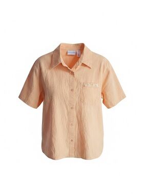 Alfred Dunner Peach Short Sleeve Button-Up Shirt oranges
